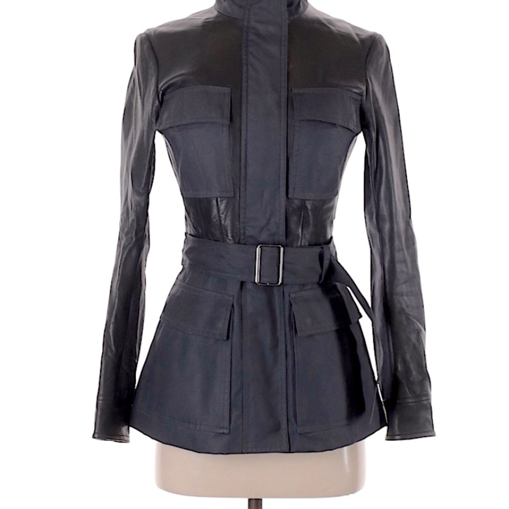 Theory Macaire Lambskin Leather Utility Jacket